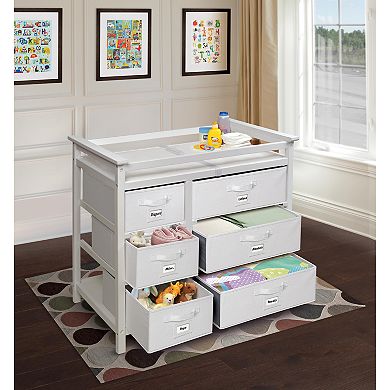 Badger Basket Modern Baby Changing Table with Six Baskets