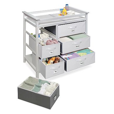 Badger Basket Modern Baby Changing Table with Six Baskets