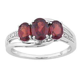LOVEABLES 10k White Gold Garnet & Diamond Accent 3-Stone Ring