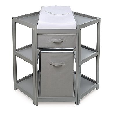 Badger Basket Corner Changing Table with Hamper & Basket