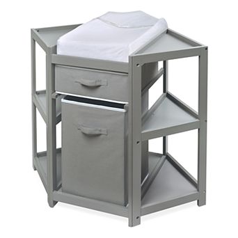 Badger Basket Corner Changing Table with Hamper & Basket