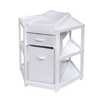 Badger Basket Corner Changing Table with Hamper & Basket