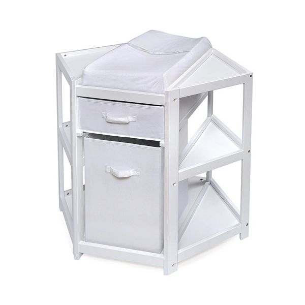 Badger Basket Corner Changing Table with Hamper & Basket