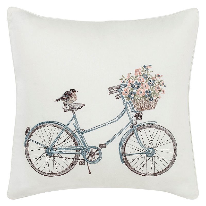 Laura Ashley Lifestyles Bicycle Throw Pillow, White, Fits All