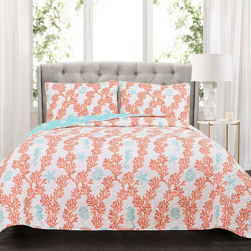 Lush Decor Dina Quilt Set, Blue, Full/Queen