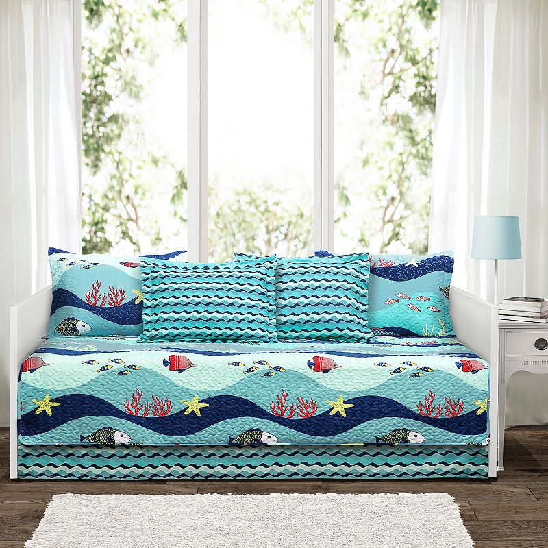 Lush Decor Sealife 6-piece Daybed Cover Set, Blue, DAYBED REG