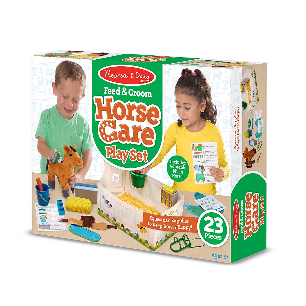 Melissa Doug Feed Groom Horse Care Play Set