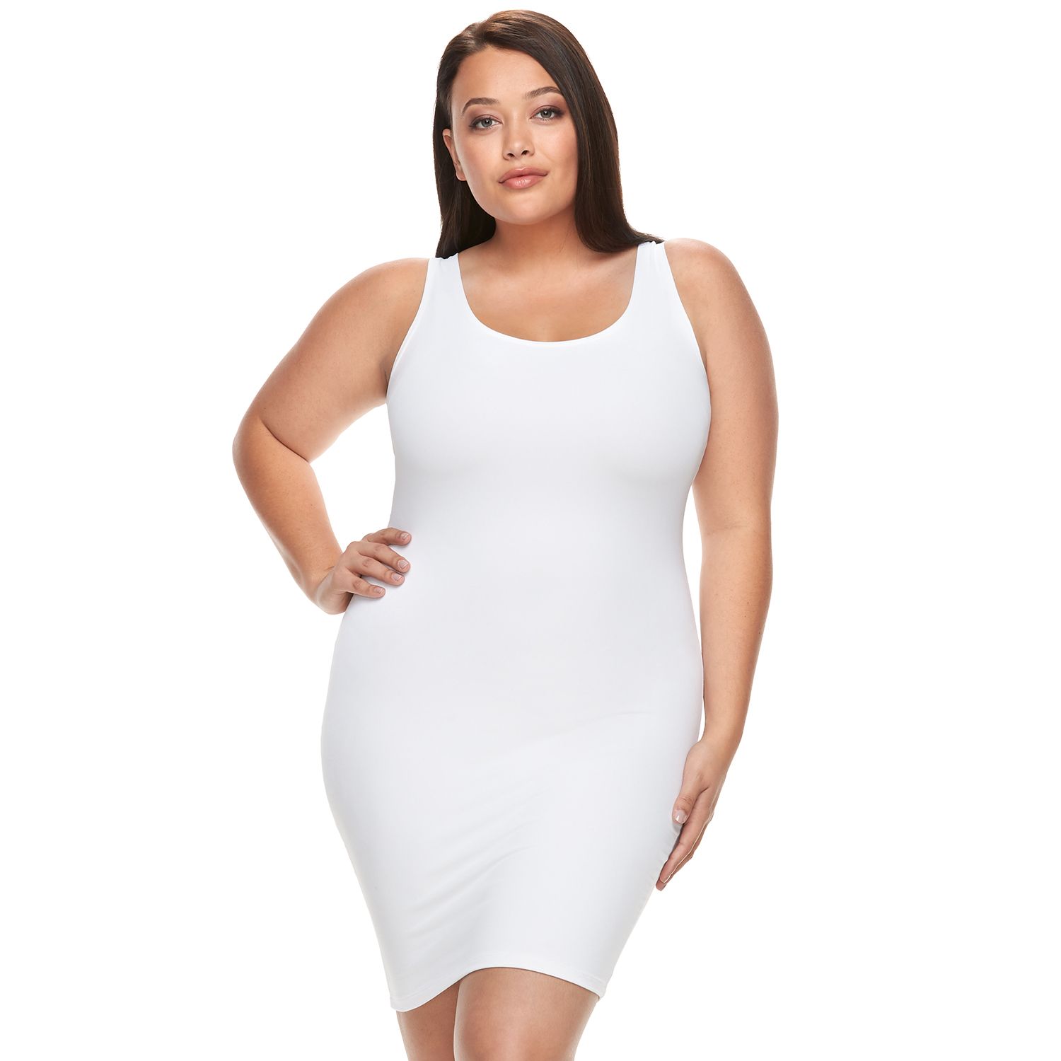 white slip dress plus size