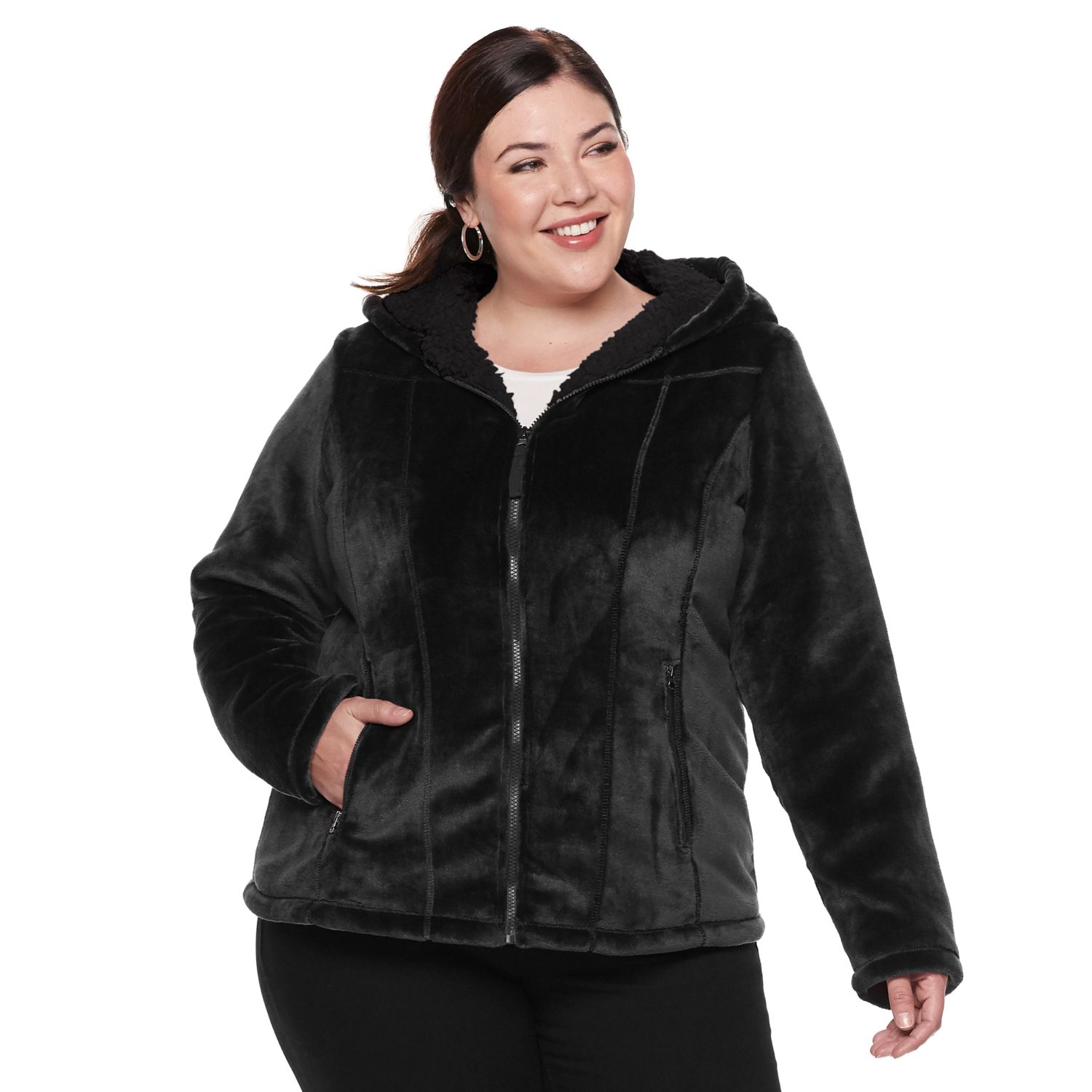 black fleece jacket plus size