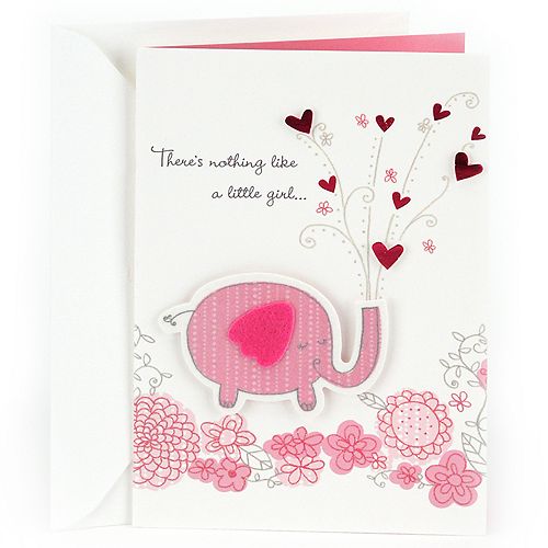 Hallmark Congratulations Pink Elephant Baby Girl Greeting Card