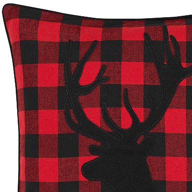 Eddie Bauer Cabin Plaid Stag Head Throw Pillow