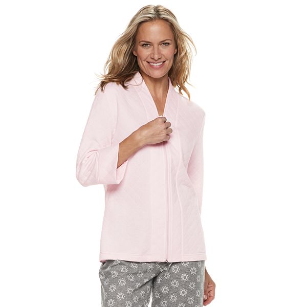 New Ladies Womens FLEECE BED JACKET PINK or LIGHT BLUE Sizes 10 to 28 Code 4162 