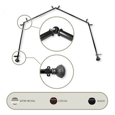 Rod Desyne Magnolia 4 Sided Bay Window Curtain Rod - 28''-48"