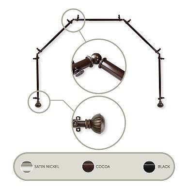 Rod Desyne Magnolia 5 Sided Bay Window Curtain Rod - 28''-48"