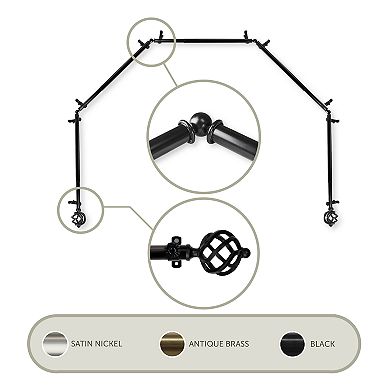 Rod Desyne Twist 5 Sided Bay Window Curtain Rod - 28''-48"