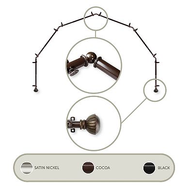 Rod Desyne Magnolia 6 Sided Bay Window Curtain Rod - 28''-48"