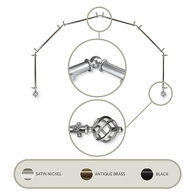 Rod Desyne Twist 6 Sided Bay Window Curtain Rod - 28''-48''