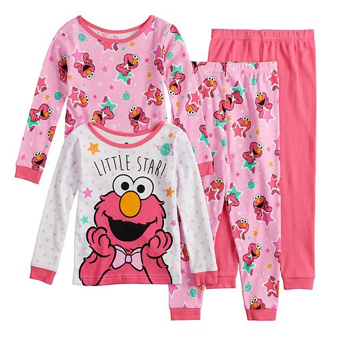 Sesame Street Toddler Girlss 4pc Snug Fit Pajama Short Set Size 2T 3T 4T