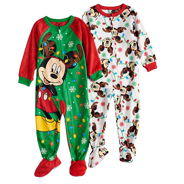 Disney s Mickey Mouse Toddler Boy 2 pack Christmas Fleece Footed