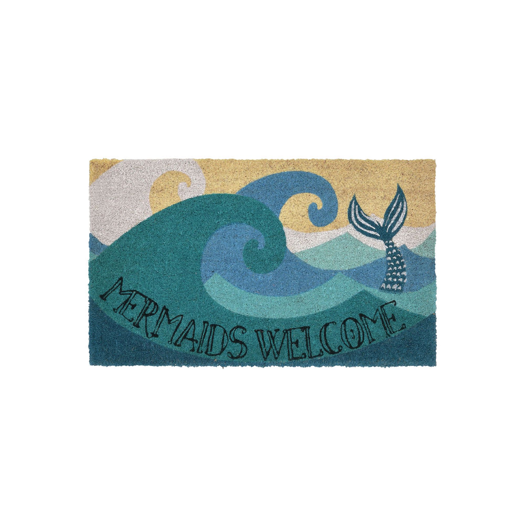 Liora Manne Natura Mermaids Welcome Indoor Outdoor Coir Doormat, Blue