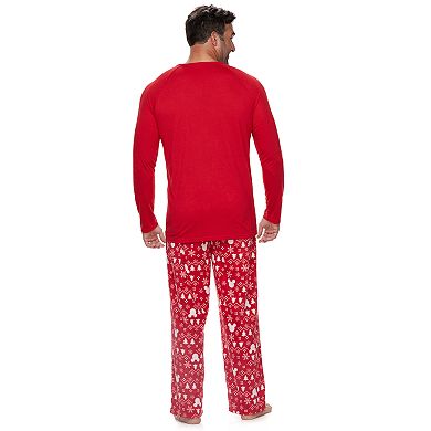 Disney's Mickey Mouse Big & Tall Mickey Top & Fairisle Microfleece Bottoms Pajamas Set by Jammies For Your Families