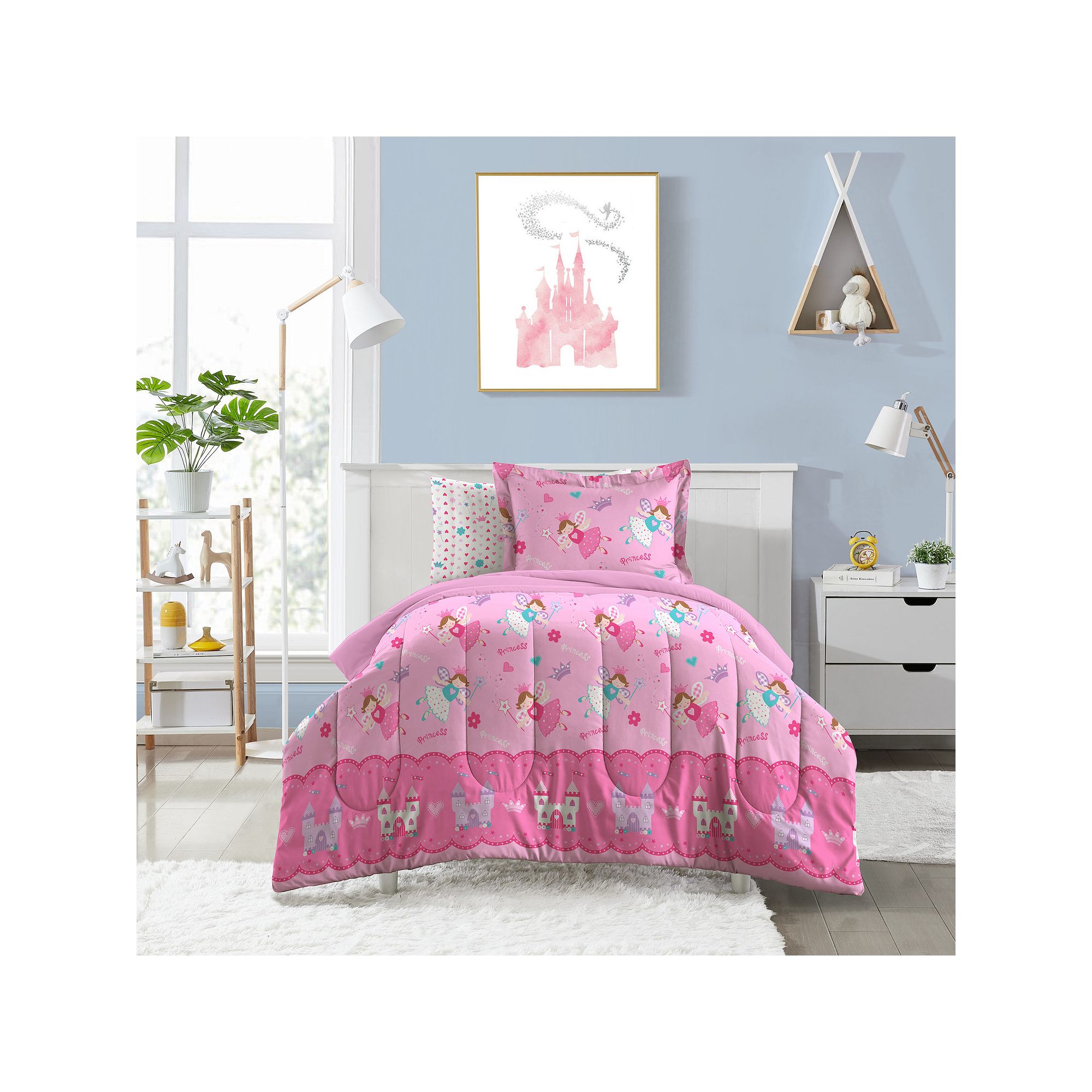 Dream Factory Magical Princess 4-piece Toddler Bed Set, Multi