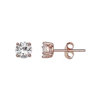 PRIMROSE 18k Rose Gold Over Silver Cubic Zirconia Stud Earrings