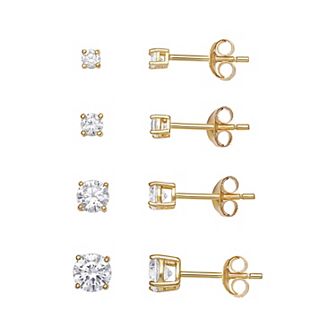 PRIMROSE Sterling Silver Cubic Zirconia Stud Earrings Quartet Set
