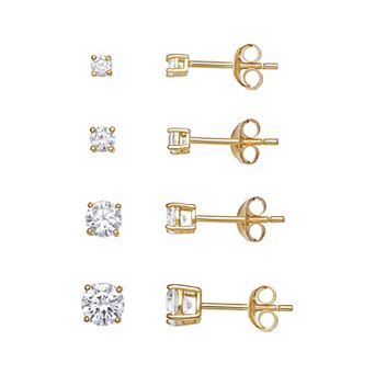 PRIMROSE Sterling Silver Cubic Zirconia Stud Earrings Quartet Set