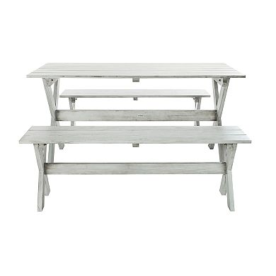 Safavieh Marina Indoor / Outdoor Dining Table & Bench 3-piece Set