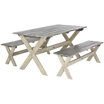 Safavieh Marina Indoor / Outdoor Dining Table & Bench 3 pc Set