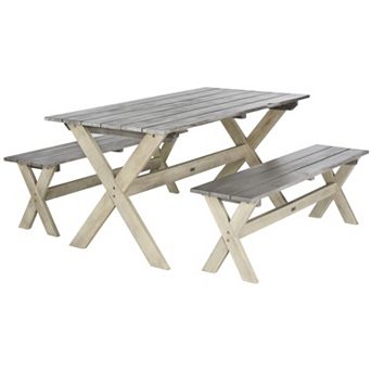 Safavieh Marina Indoor / Outdoor Dining Table & Bench 3 pc Set