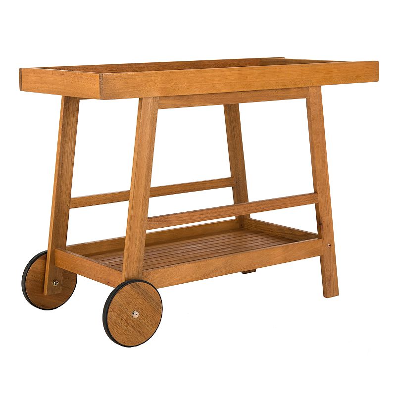 Safavieh Renzo 2 Tier Outdoor Farmhouse Wooden Bar Cart