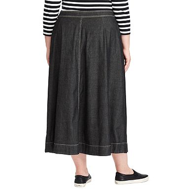 Plus Size Chaps A-Line Jean Maxi Skirt