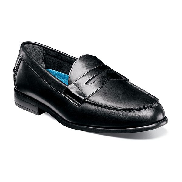 Men's Black/Blue Patent Leather Penny Loafers Mens Moc Toe Leather