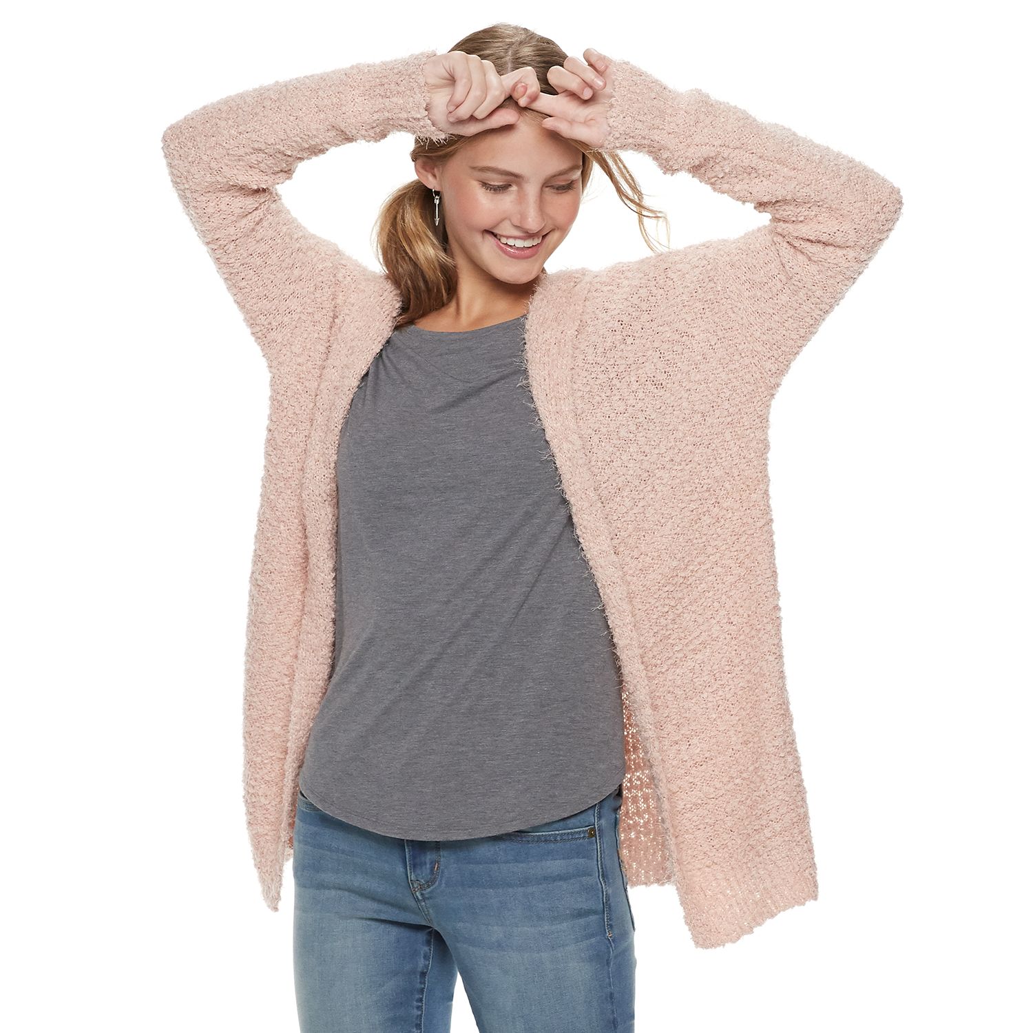 boucle hooded cardi