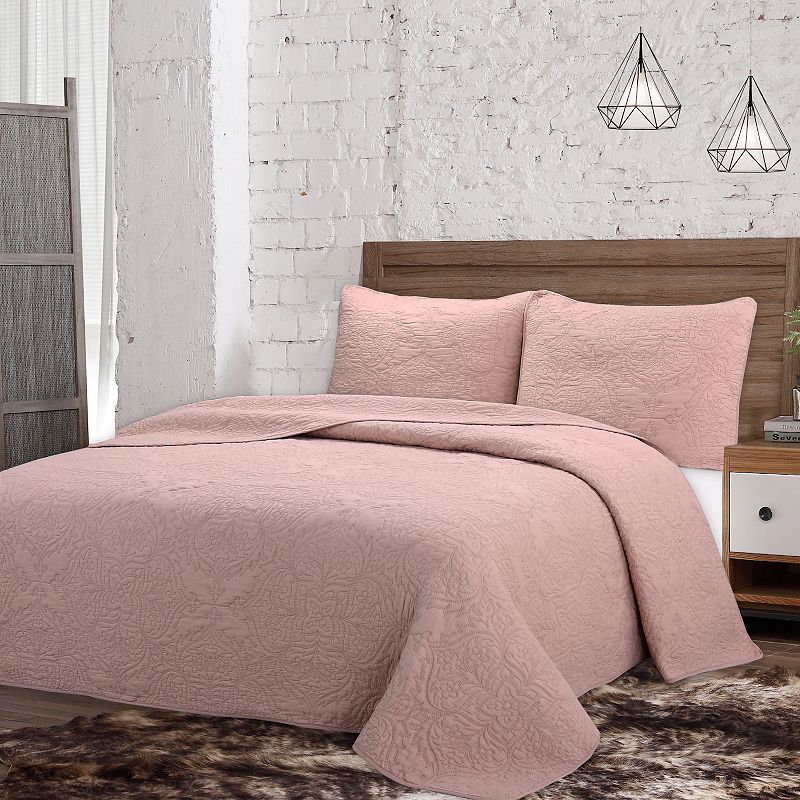 63042960 Estate Collection Savannah Quilt Set, Pink, King sku 63042960