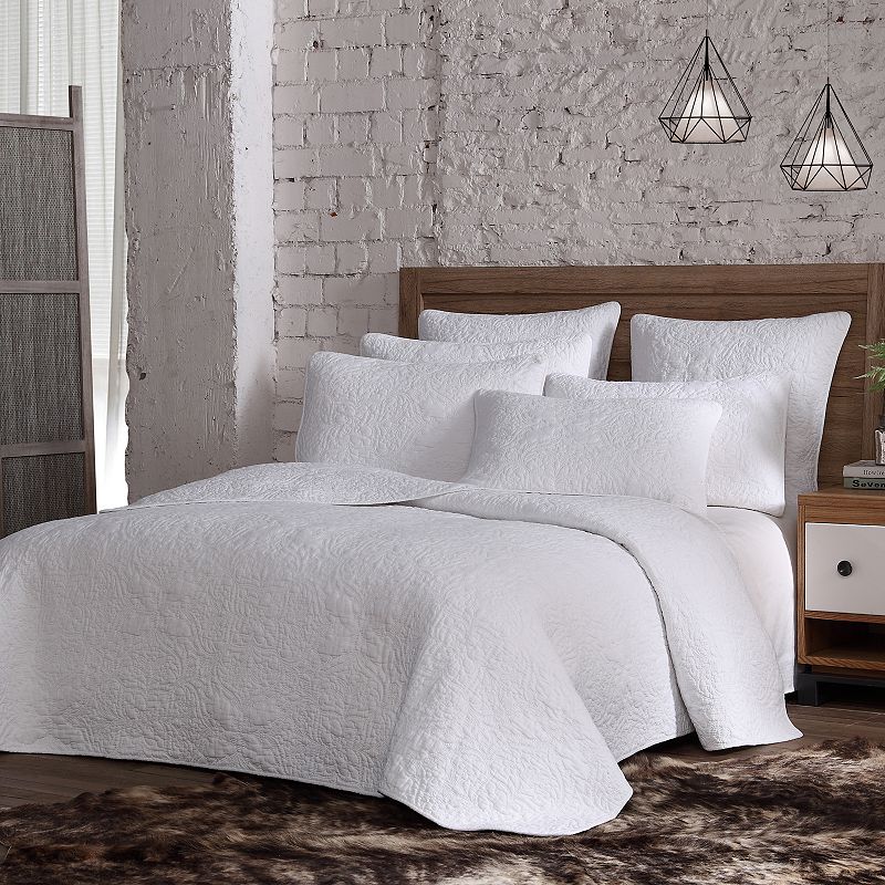 Estate Collection Savannah Quilt Set, White, Full/Queen