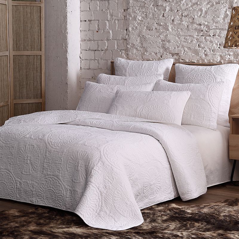 Estate Collection Avani Quilt Set, White, Full/Queen