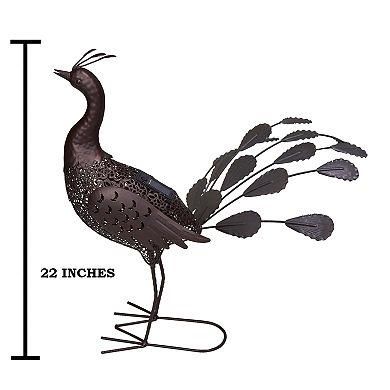 22-in. Solar Powered LED Peacock Garden Decor