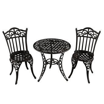 Ornate Indoor / Outdoor Chair & Bistro Table 3 pc Set