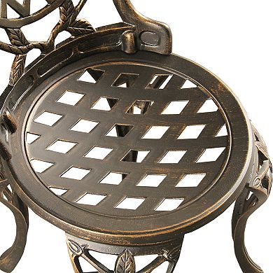 Ornate Rose Indoor / Outdoor Chair & Bistro Table 3-piece Set