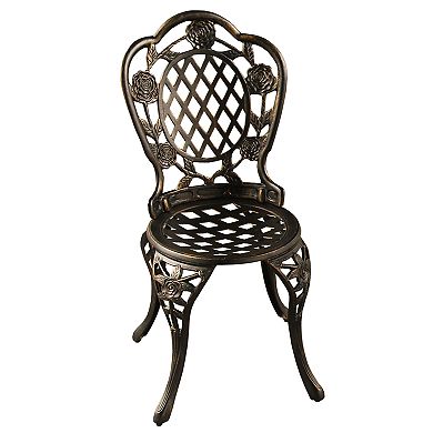Ornate Rose Indoor / Outdoor Chair & Bistro Table 3-piece Set