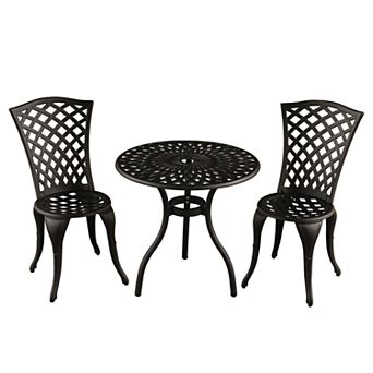 Contemporary Lattice Indoor / Outdoor Chair & Bistro Table 3 pc Set