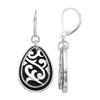 Napier Black Filigree Teardrop Earrings