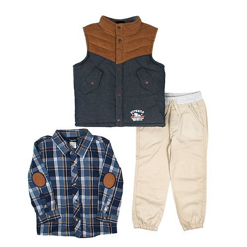 Toddler Boy Little Rebels Vest, Shirt & Pants Set