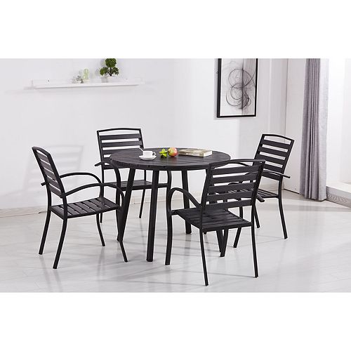 Indoor Outdoor Round Dining Table Slatted Stackable