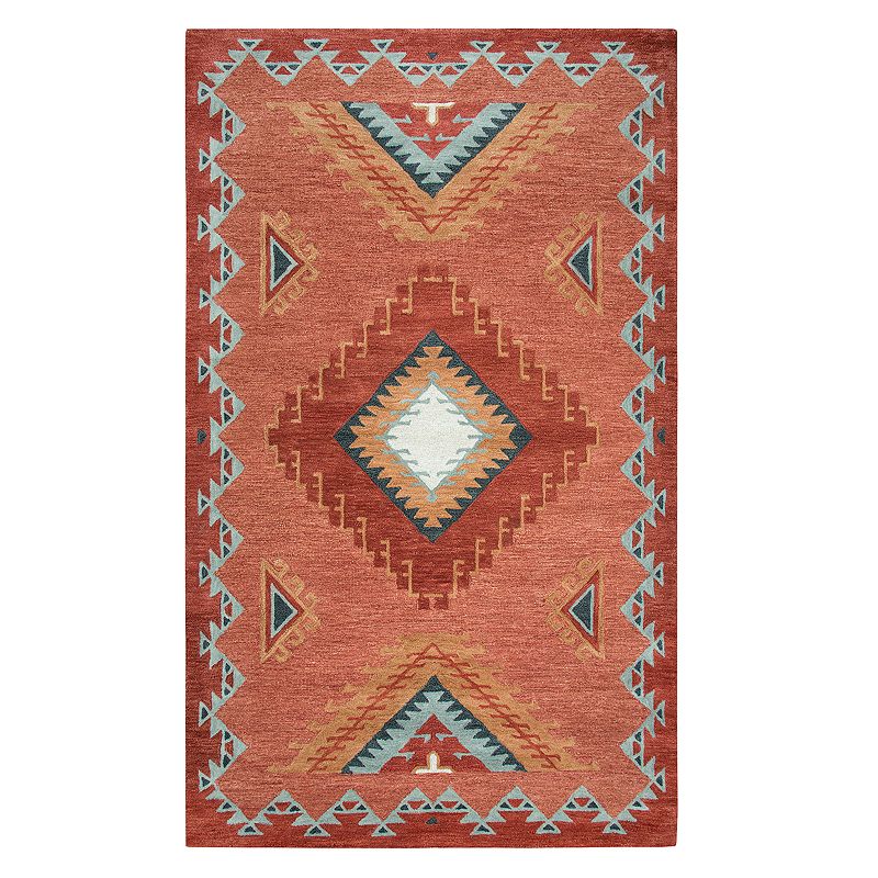 Rizzy Home Mesa Southwest Tribal VIII Geometric Rug, Red/Coppr, 5X8 Ft