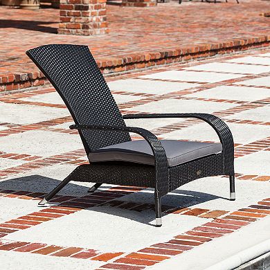 Patio Sense Indoor / Outdoor Black Wicker Lounge Chair 