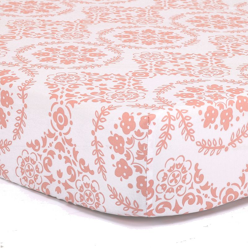 The Peanut Shell Medallion Fitted Crib Sheet, Red